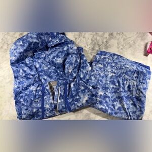 Water resistant tie dye jacket with matching lightweight stretch woven skort